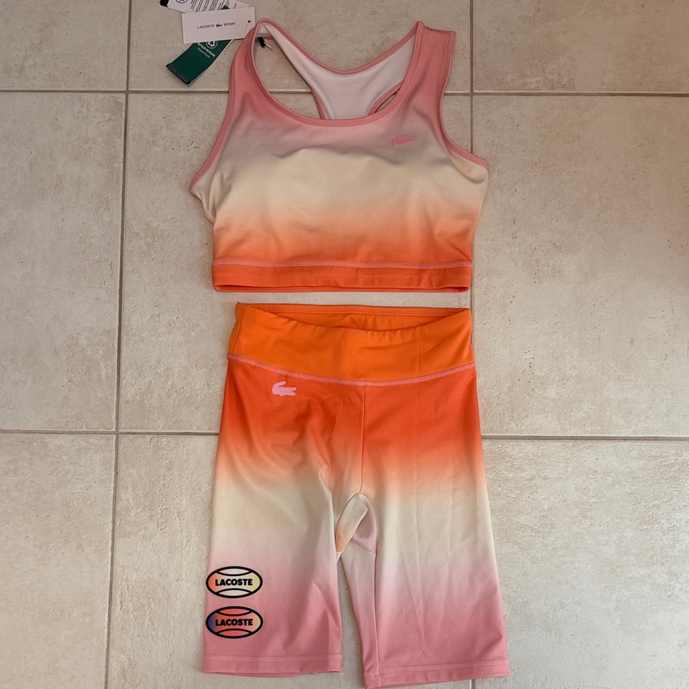Lacoste Gradient Pink and Orange Activewear Set